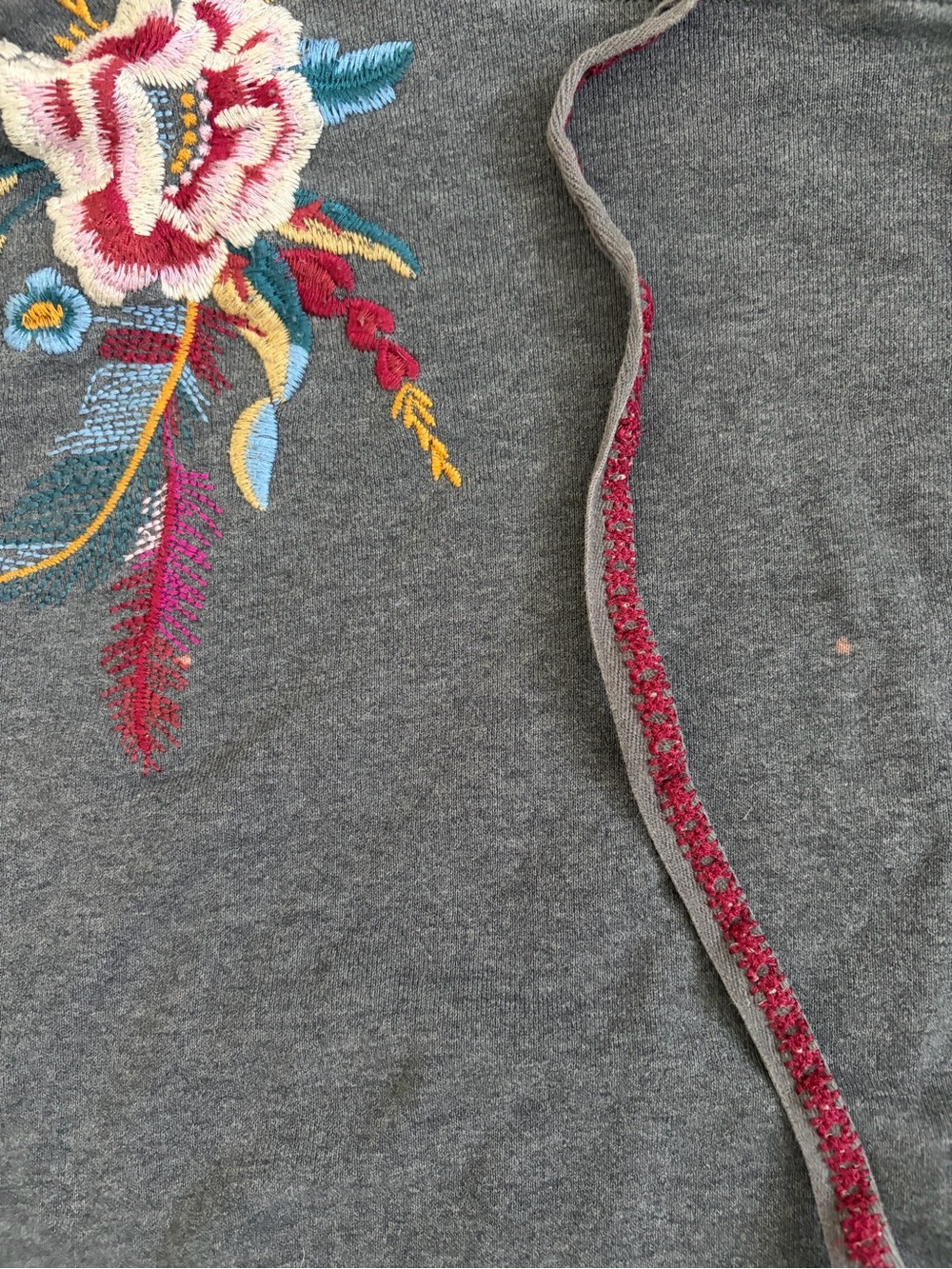 Johnny Was Darielle Dark Grey Floral Embroidered Boho Oversized Hoodie XL - Picture 11 of 11